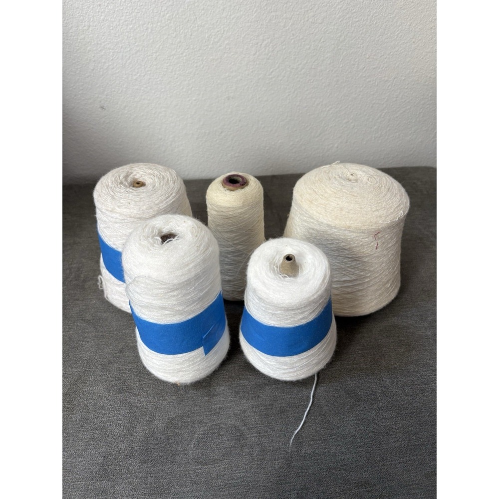 Lot 5 Cones Yarn for Knitting Machines Various Brands & Weights Whites
